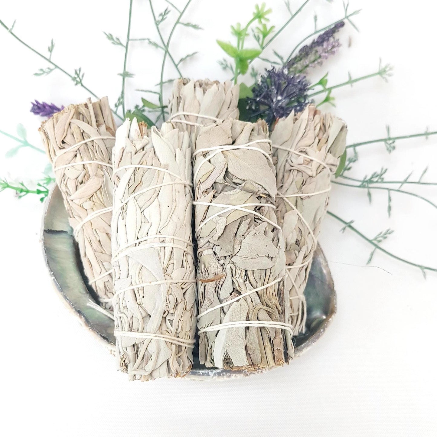 White Sage Smudge Kit with 12cm Abalone Shell, Energy Cleansing Kit, Aromatherapy Smudge Set, Spiritual Gift, Crystal Cleansing, UK Seller.