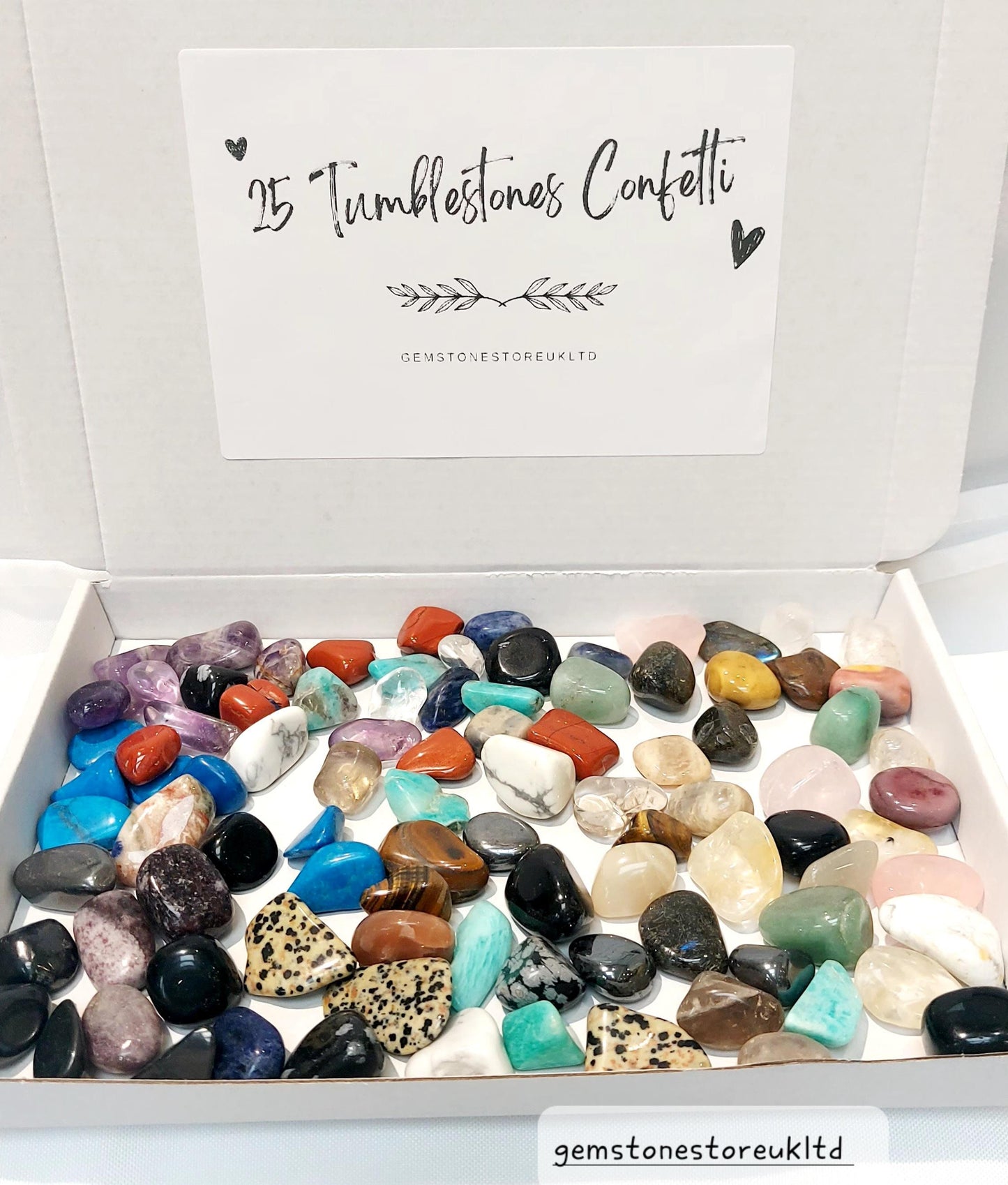 25 Piece Tumbled Kit, Christmas Holiday Gift For Kids, Enthusiast Collectors, Popular Tumbled Stocking Filler Confetti Scoop In Organza Bag.