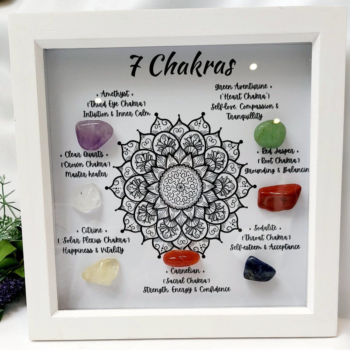 Handcrafted 7 Chakra Crystal Picture Frame, Energy Healing Home Decor, Mindfulness Gift for Spiritual Souls, UK Seller