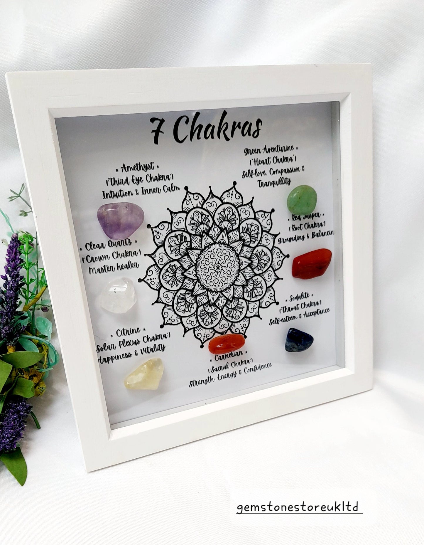 Handcrafted 7 Chakra Crystal Picture Frame, Energy Healing Home Decor, Mindfulness Gift for Spiritual Souls, UK Seller
