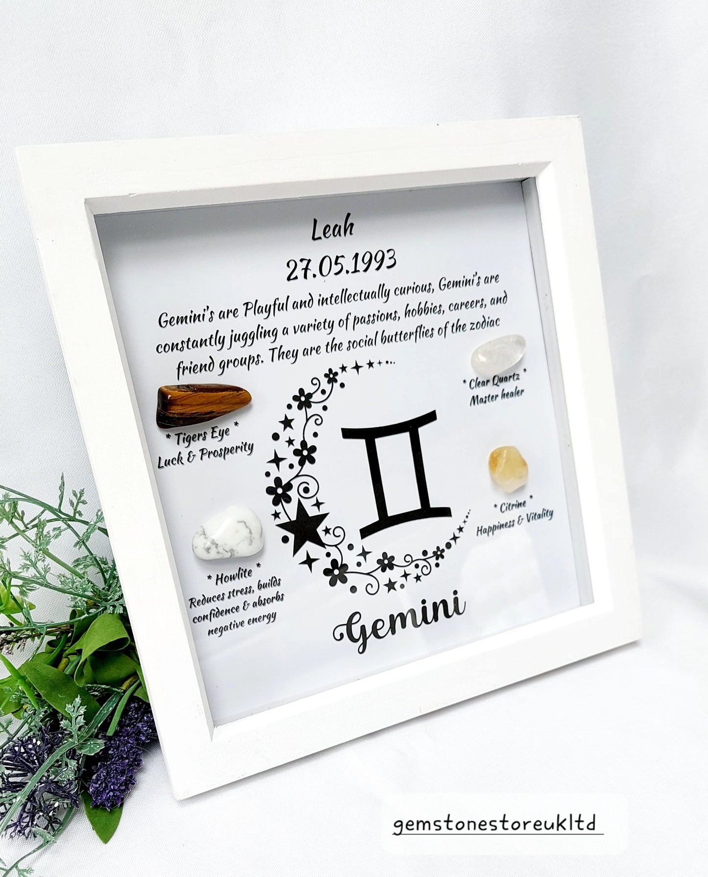 Personalised Handcrafted Gemini Zodiac Picture Frame, Personalized Astrology Decor, Mindfulness Gift for Spiritual Souls, UK Seller