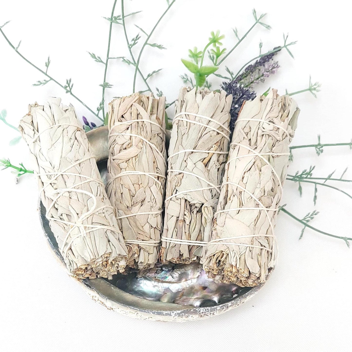 White Sage Smudge Kit with 12cm Abalone Shell, Energy Cleansing Kit, Aromatherapy Smudge Set, Spiritual Gift, Crystal Cleansing, UK Seller.