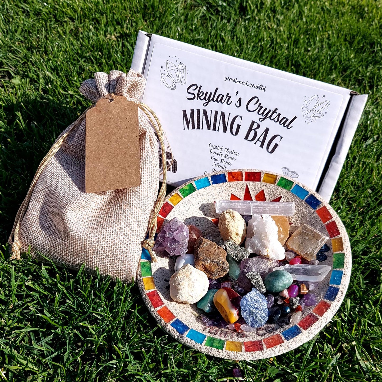 Personalised Crystal Mining Kit, Crystal Confetti Mining, Children's Mineral Gemstone Dig Activity Gift, Unique Fun Kids Gift.