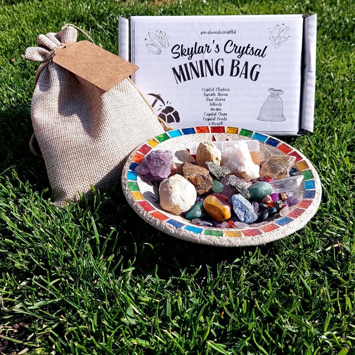 Personalised Crystal Mining Kit, Crystal Confetti Mining, Children's Mineral Gemstone Dig Activity Gift, Unique Fun Kids Gift.