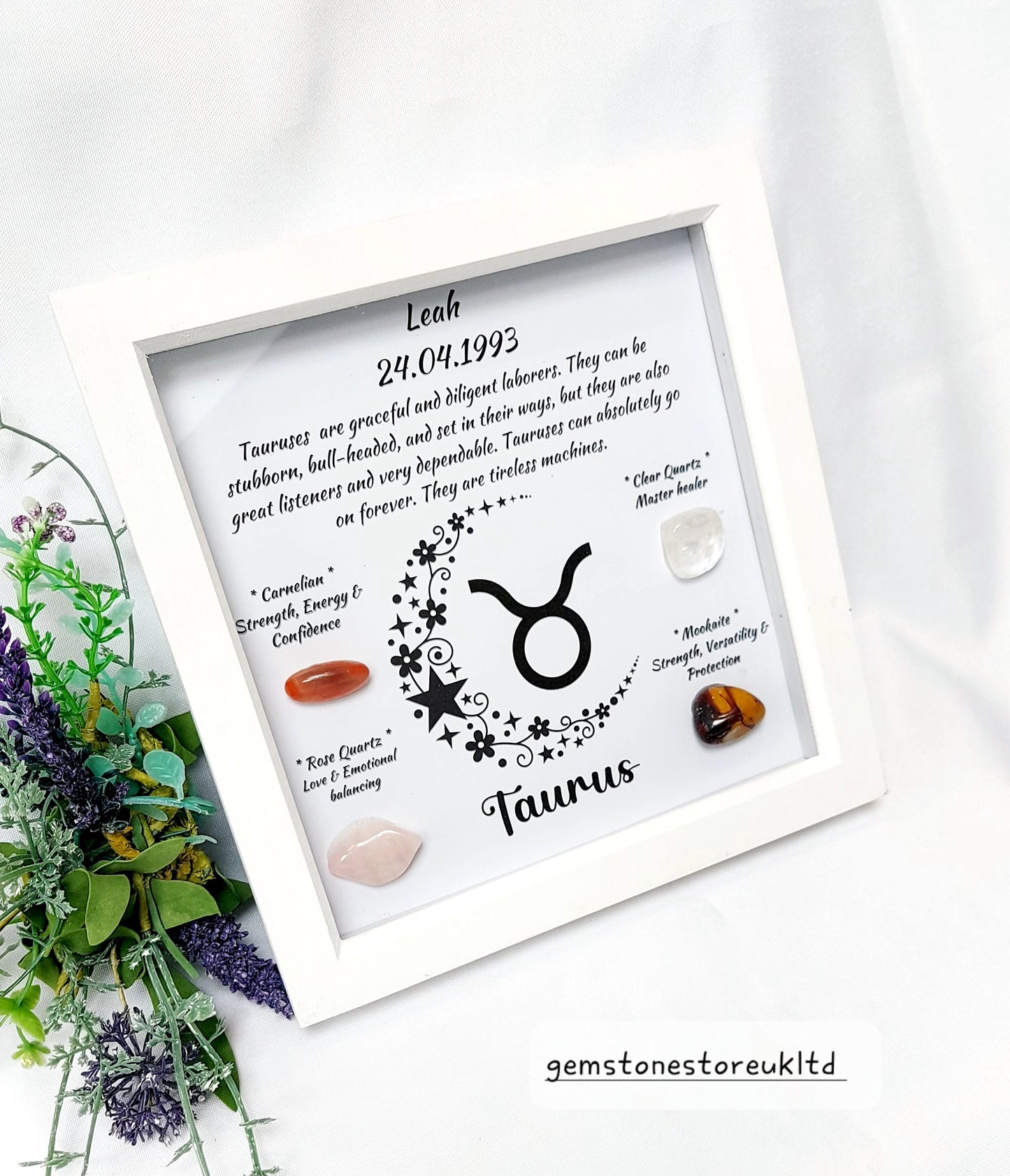 Personalised Handcrafted Taurus Zodiac Picture Frame, Personalized Astrology Decor, Mindfulness Gift for Spiritual Souls, UK Seller