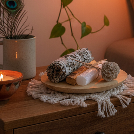 Boho nightstand scene