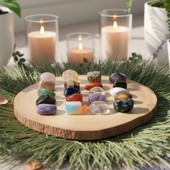 The Essential Crystal Collection, 21 Pieces Crystal Kit, Christmas Crystal Gift, Popular Tumbled Crystals, Crystal Starter Set for Her/Him.