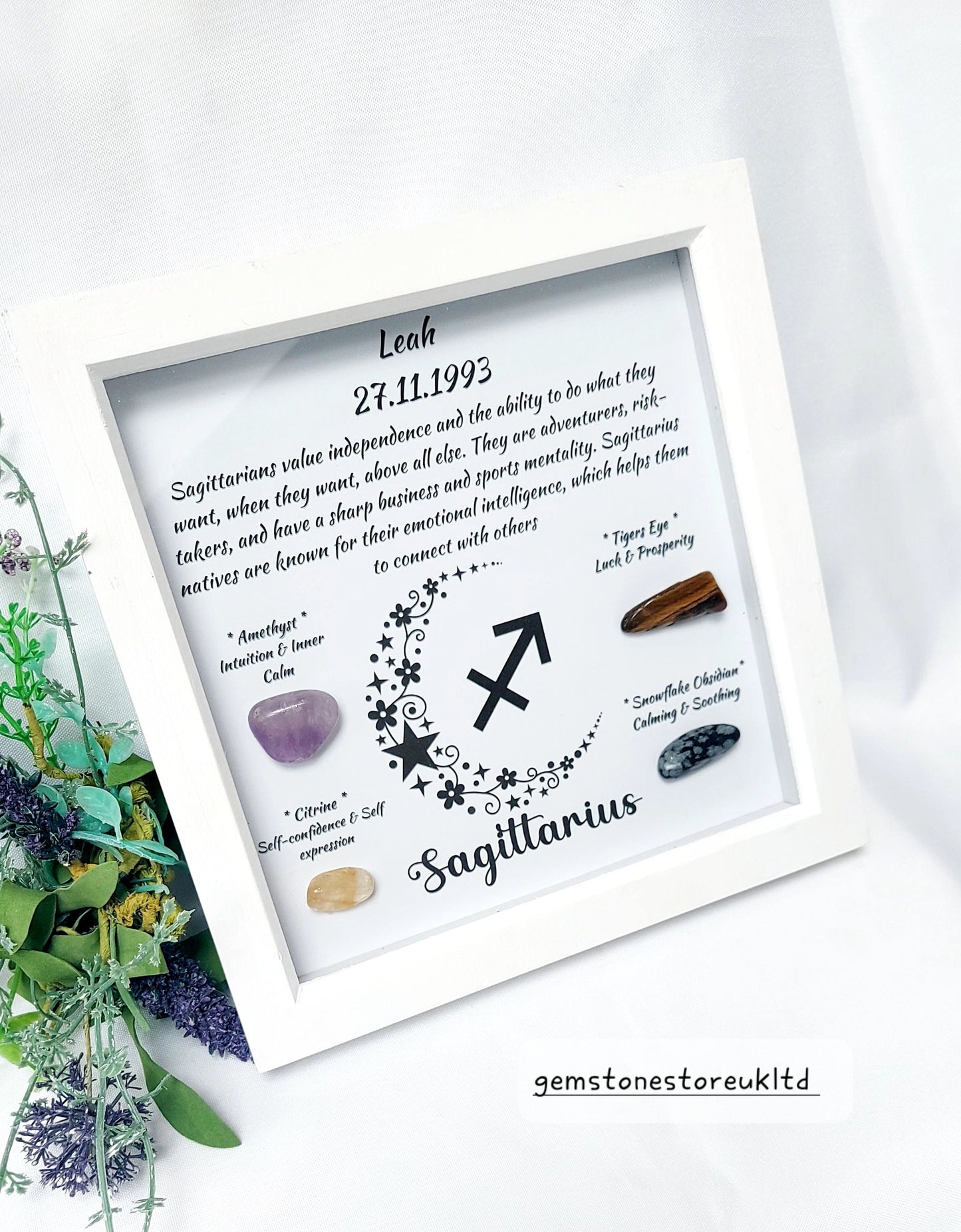 Personalised Handcrafted Sagittarius Zodiac Picture Frame, Personalized Astrology Decor, Mindfulness Gift for Spiritual Souls, UK Seller