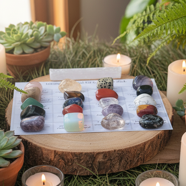 The Essential Crystal Collection, 21 Pieces Crystal Kit, Christmas Crystal Gift, Popular Tumbled Crystals, Crystal Starter Set for Her/Him.