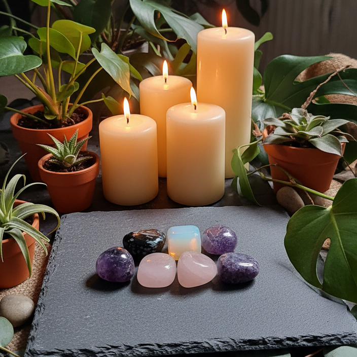 Crystal Collection with Plants and Candles 3