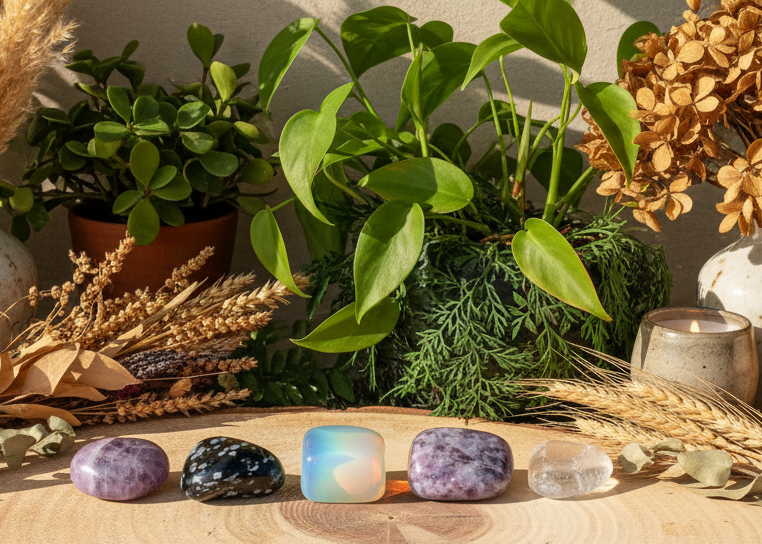 Crystal Collection with Plants and Candles 5