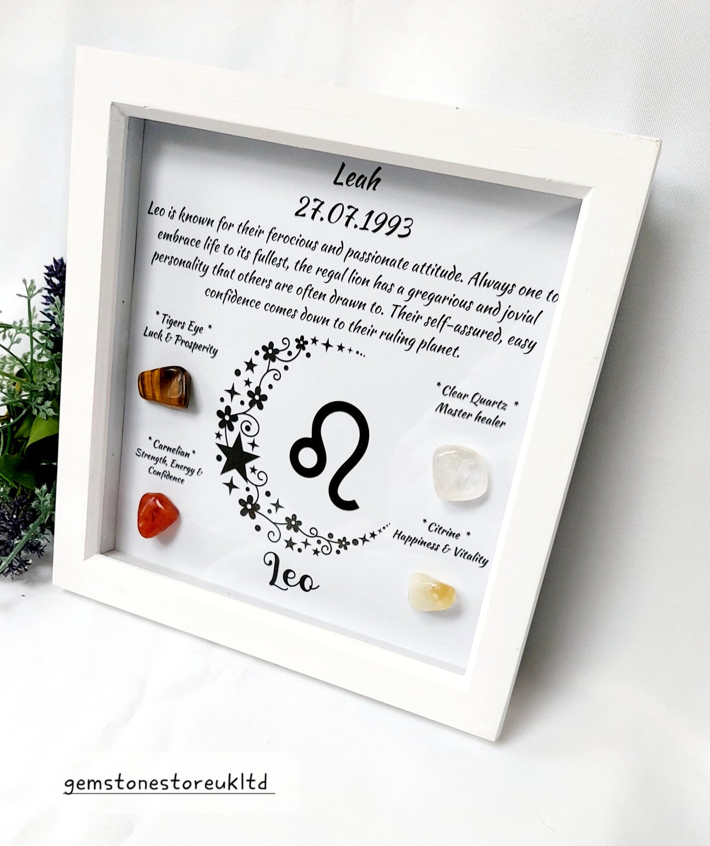 Personalised Handcrafted Leo Zodiac Picture Frame, Personalized Astrology Decor, Mindfulness Gift for Spiritual Souls, UK Seller