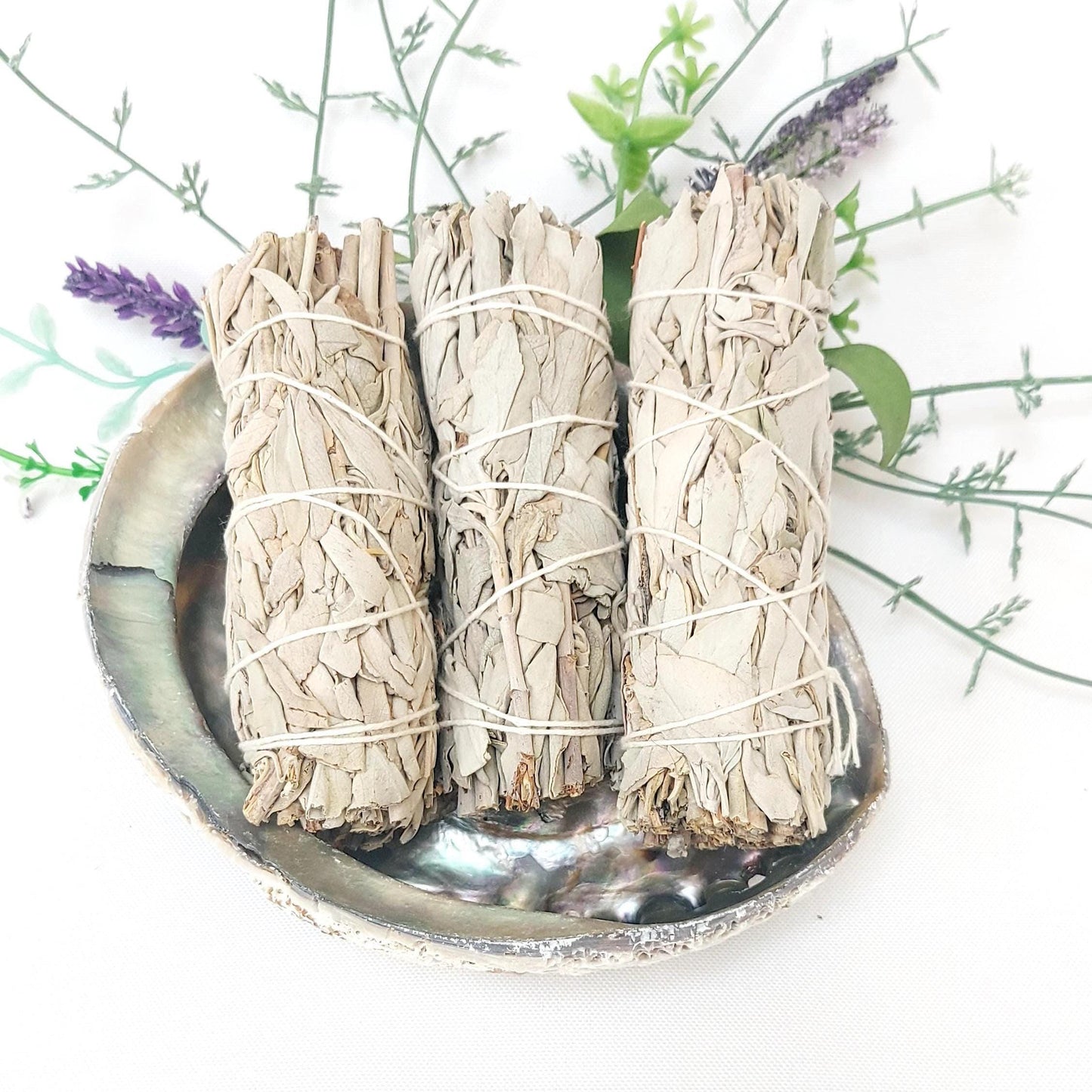 White Sage Smudge Kit with 12cm Abalone Shell, Energy Cleansing Kit, Aromatherapy Smudge Set, Spiritual Gift, Crystal Cleansing, UK Seller.