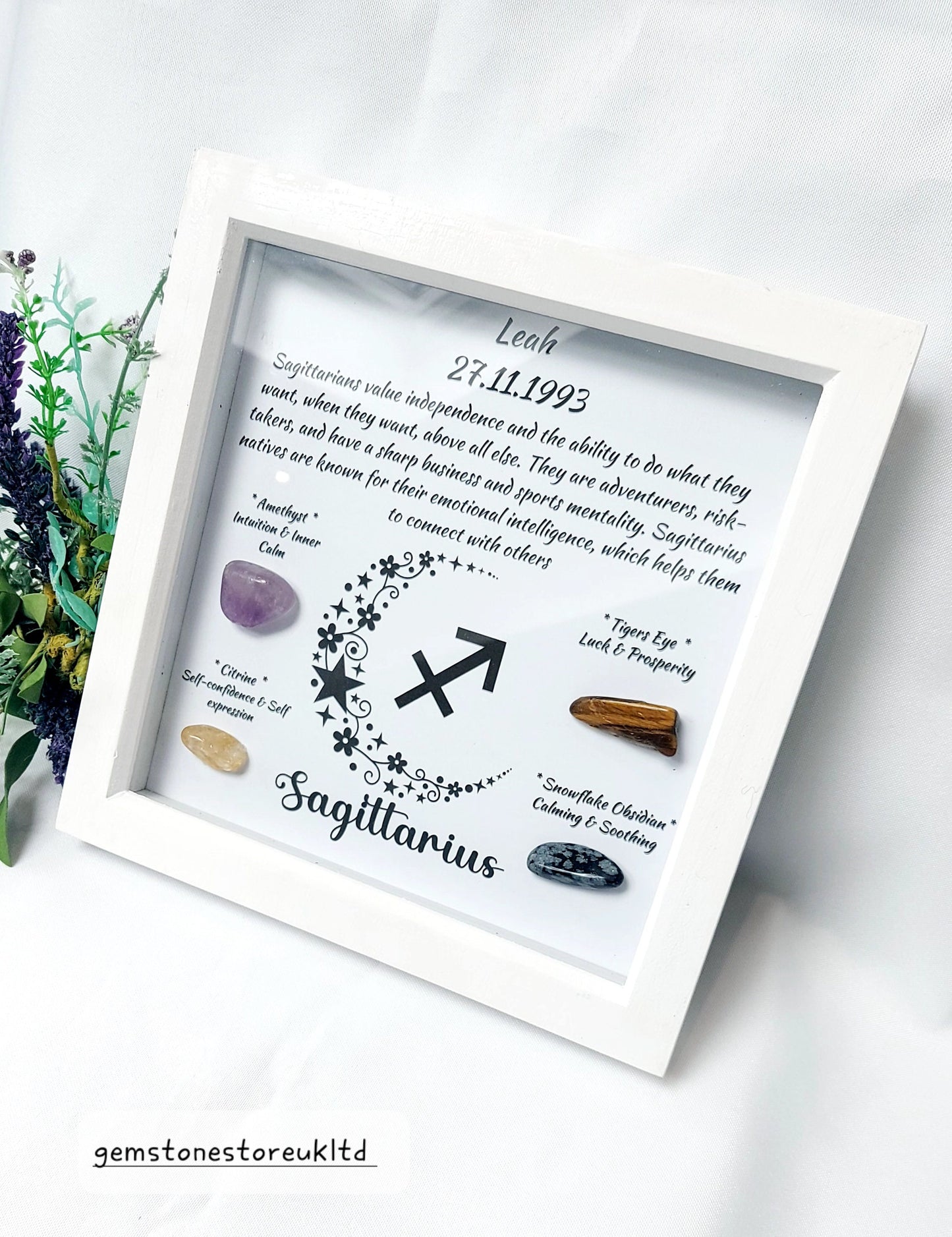 Personalised Handcrafted Sagittarius Zodiac Picture Frame, Personalized Astrology Decor, Mindfulness Gift for Spiritual Souls, UK Seller