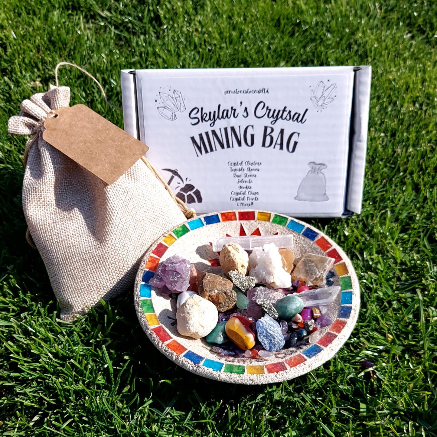 Personalised Crystal Mining Kit, Crystal Confetti Mining, Children's Mineral Gemstone Dig Activity Gift, Unique Fun Kids Gift.