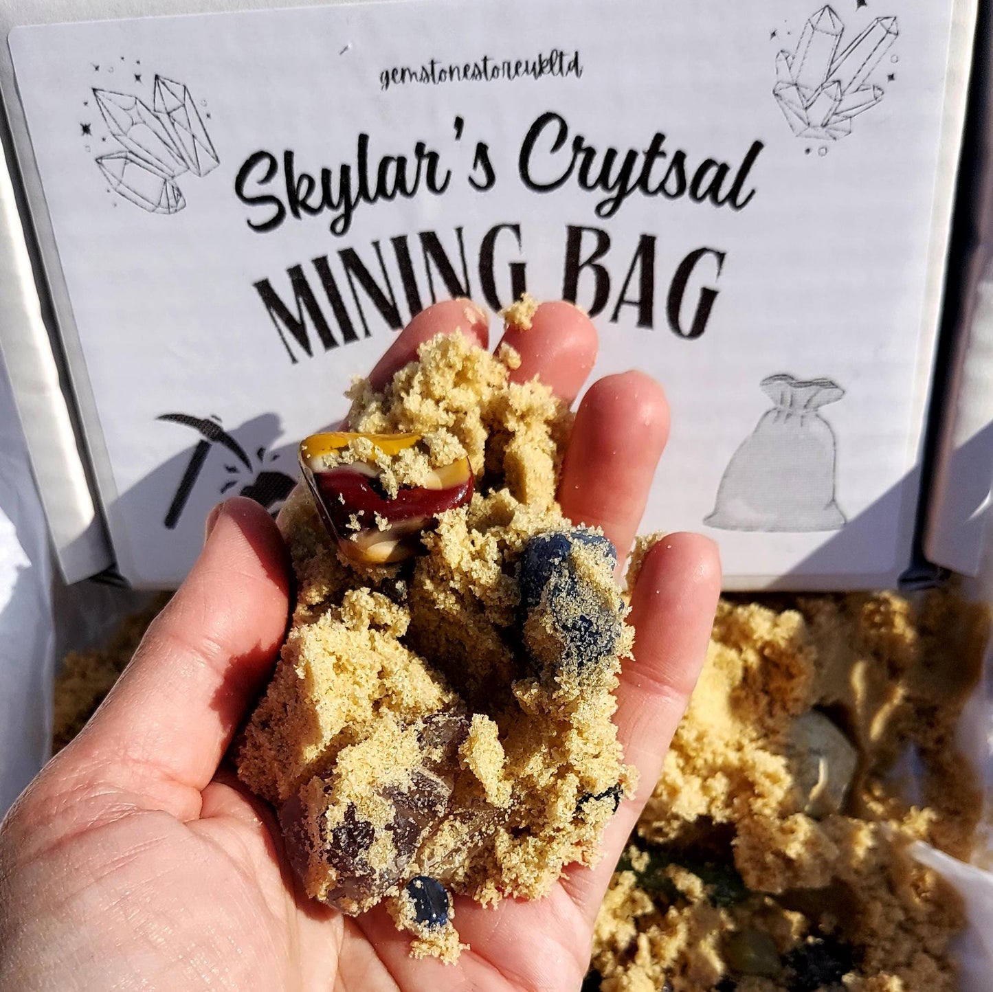 Personalised Crystal Mining Kit, Crystal Confetti Mining, Children's Mineral Gemstone Dig Activity Gift, Unique Fun Kids Gift.
