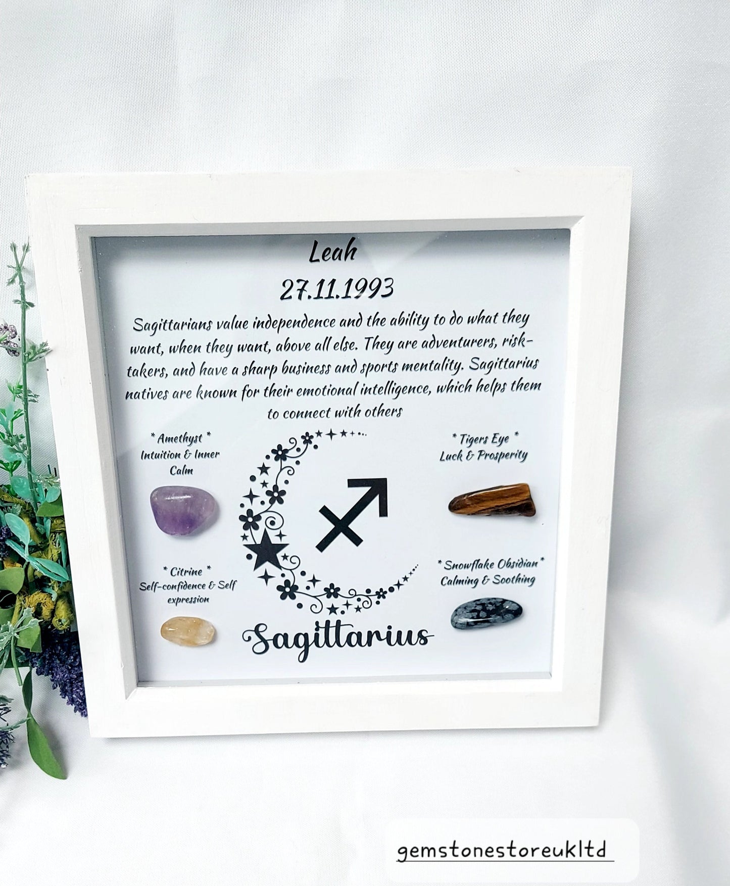 Personalised Handcrafted Sagittarius Zodiac Picture Frame, Personalized Astrology Decor, Mindfulness Gift for Spiritual Souls, UK Seller