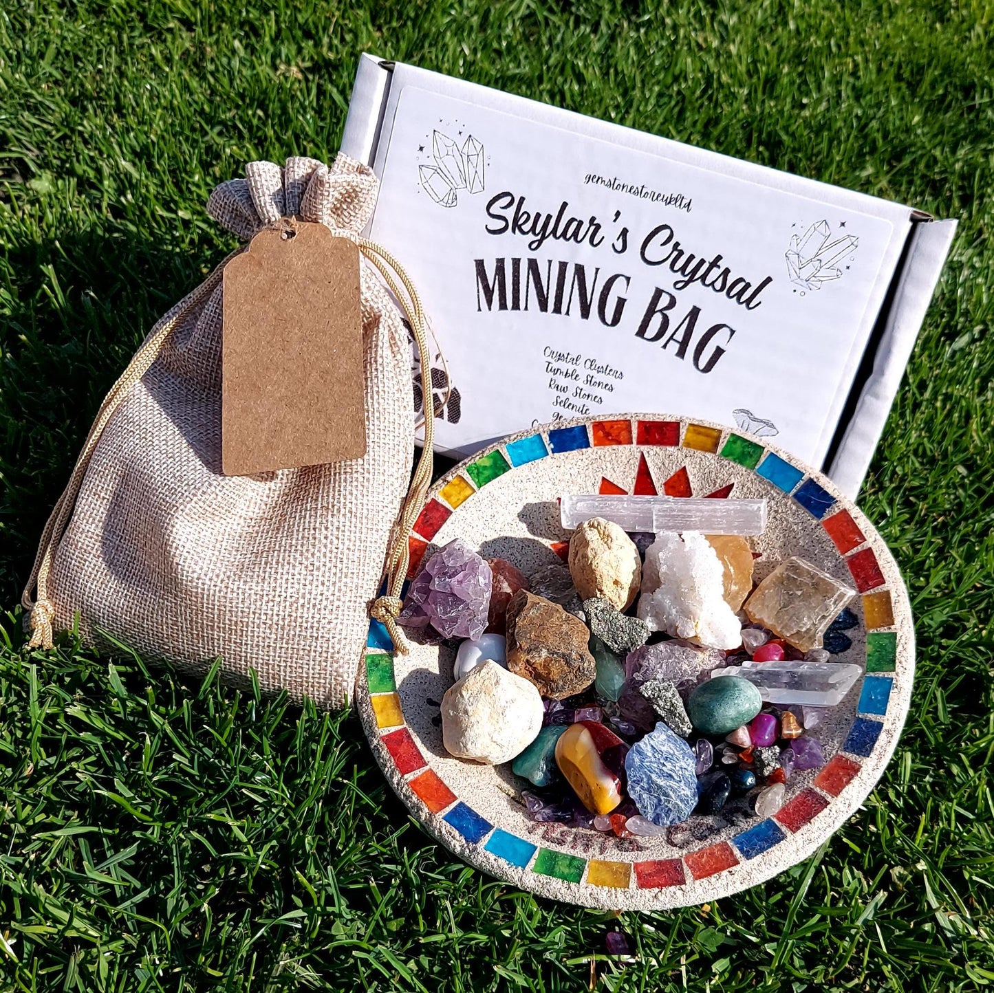 Personalised Crystal Mining Kit, Crystal Confetti Mining, Children's Mineral Gemstone Dig Activity Gift, Unique Fun Kids Gift.