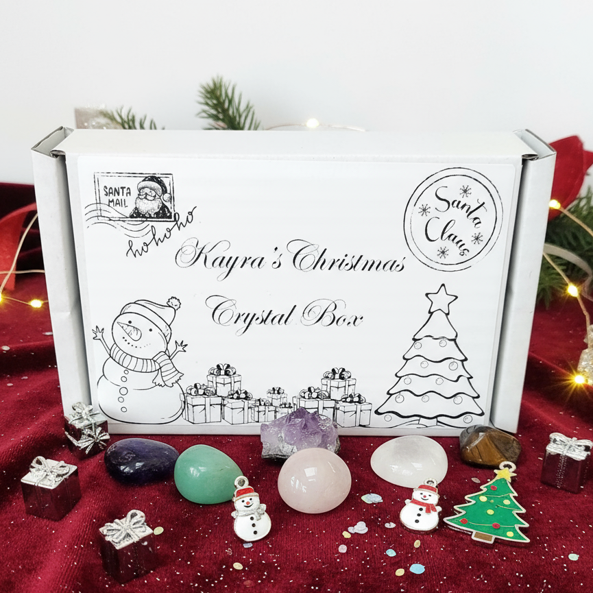 Personalised Kids Christmas Crystal Kit: Healing Crystals, Geode, Festive Charms
