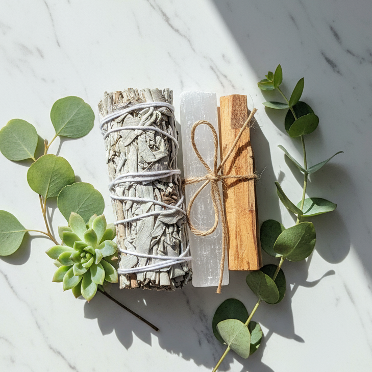 Minimalist marble flat lay
