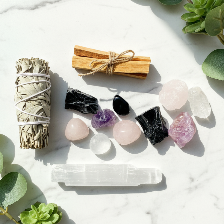 Minimalist marble flat lay