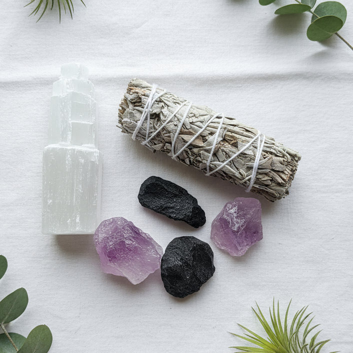 Minimalist protection kit flat lay