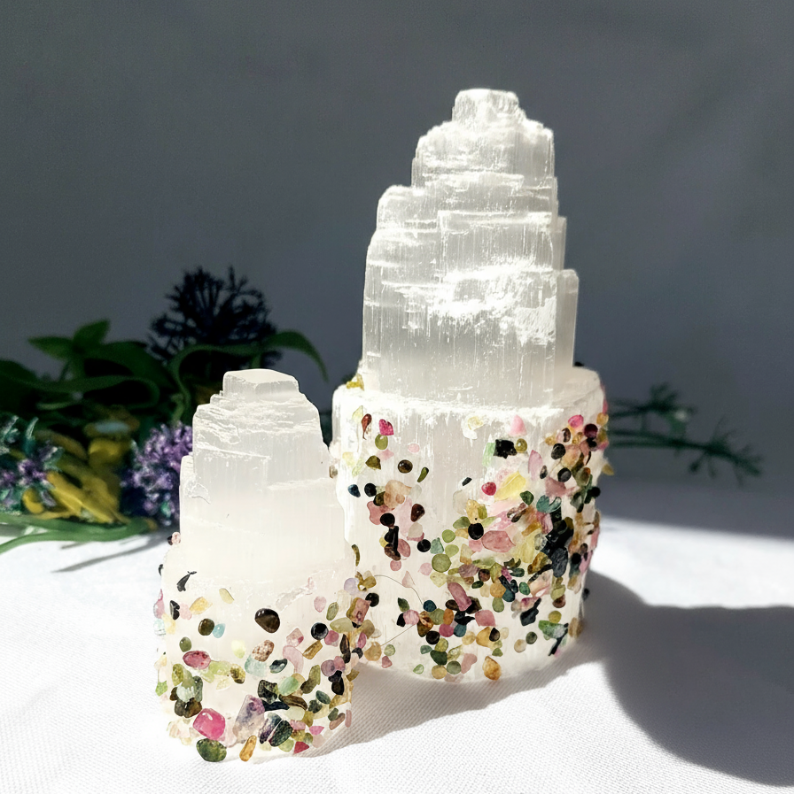 Product shot of selenite tower