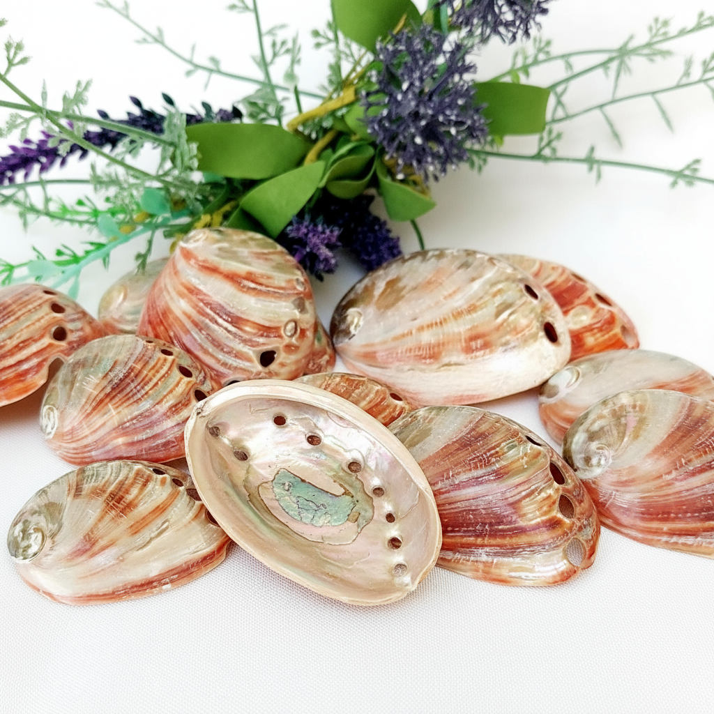 Red Abalone with Botanical Background