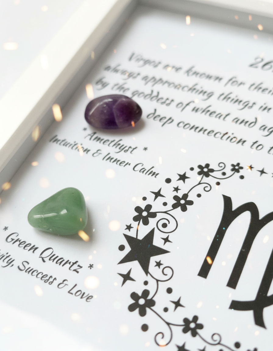 Virgo frame gemstone detail with natural lighting