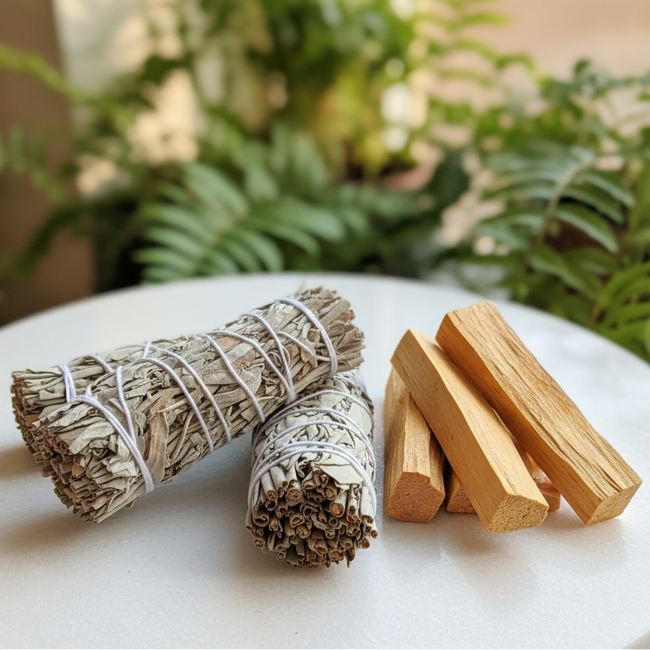 White Surface with Ferns