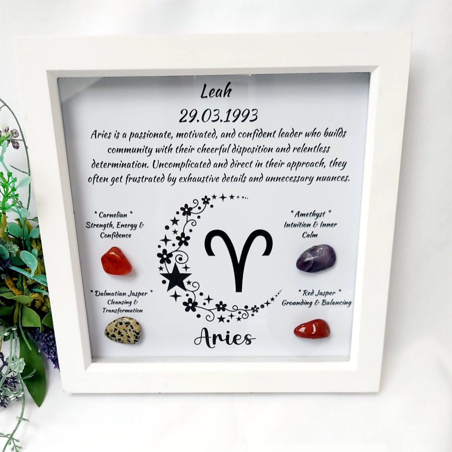 Personalised Handcrafted Aries Zodiac Picture Frame, Personalized Astrology Decor, Mindfulness Gift for Spiritual Souls, UK Seller
