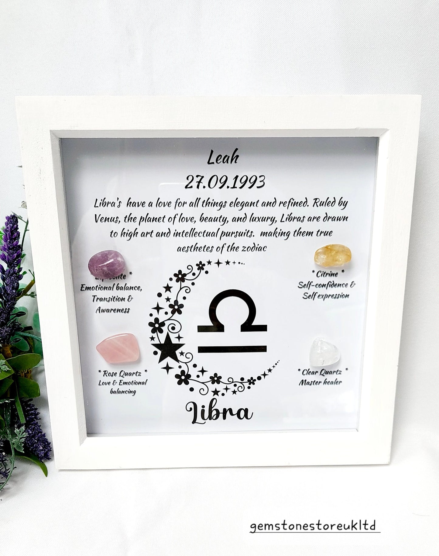 Personalised Handcrafted Libra Zodiac Picture Frame, Personalized Astrology Decor, Mindfulness Gift for Spiritual Souls, UK Seller