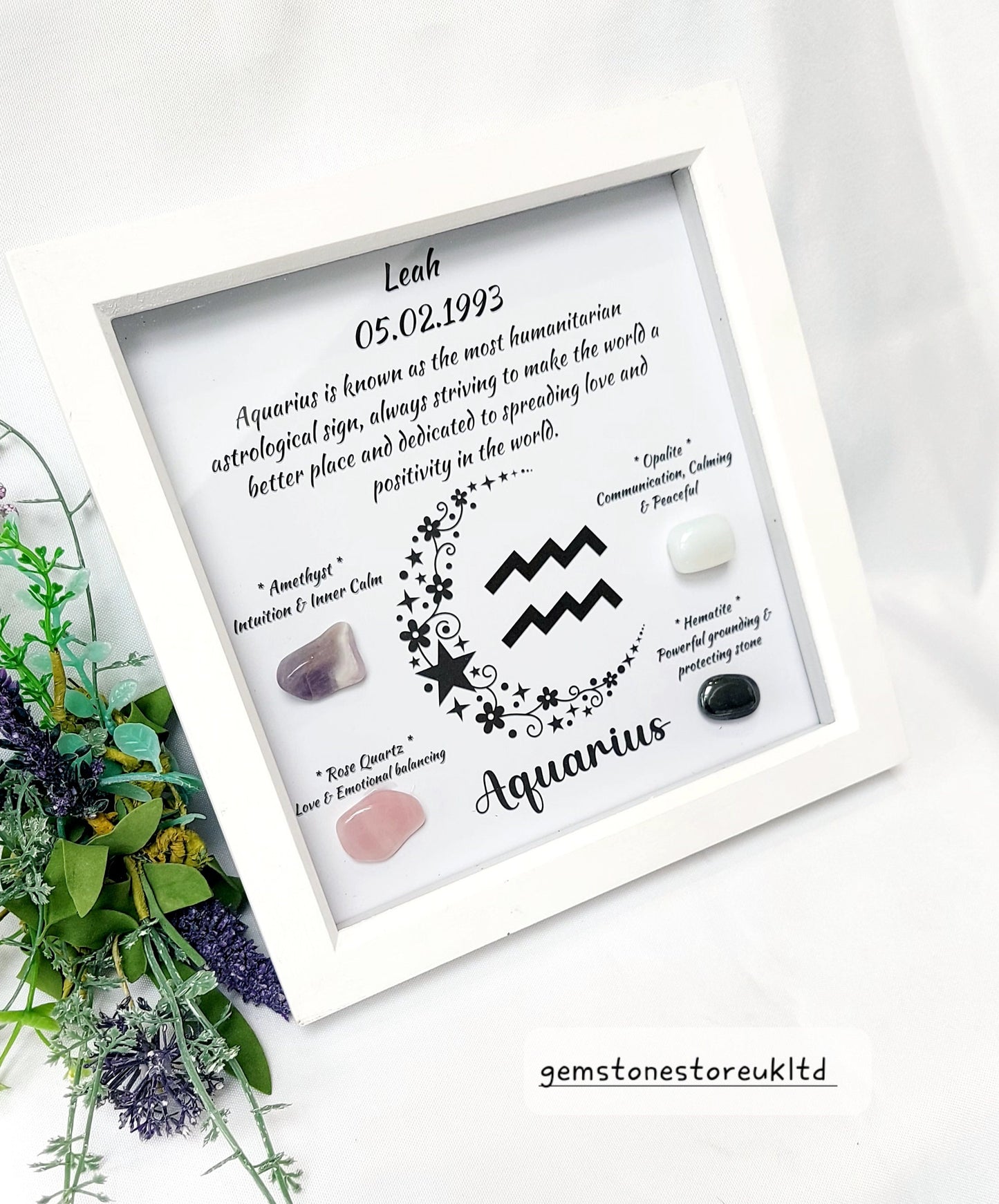 Personalised Handcrafted Aquarius Zodiac Picture Frame, Personalized Astrology Decor, Mindfulness Gift for Spiritual Souls