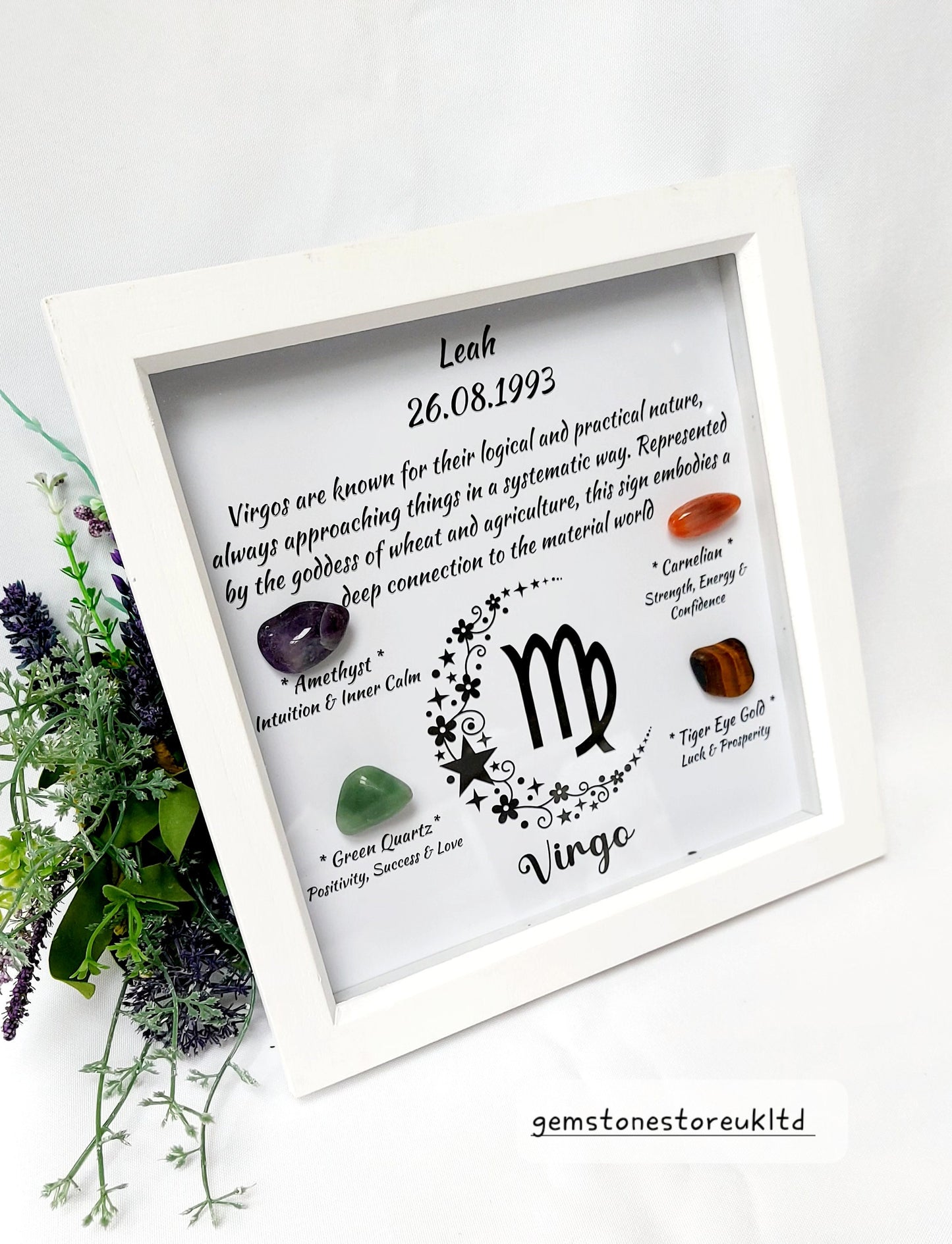 Personalised Handcrafted Virgo Zodiac Picture Frame, Personalized Astrology Decor, Mindfulness Gift for Spiritual Souls, UK Seller