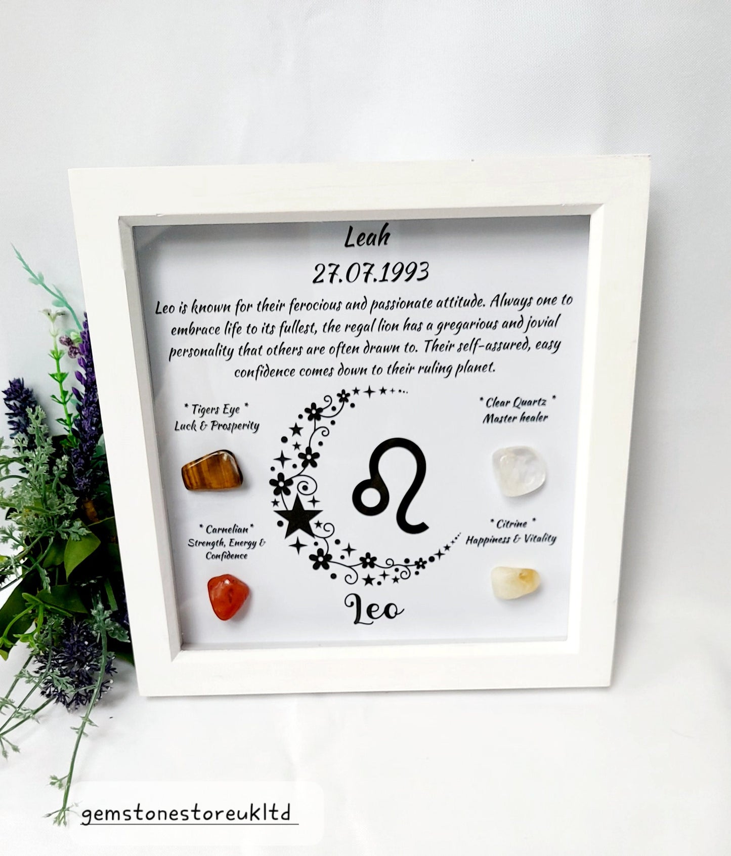Personalised Handcrafted Leo Zodiac Picture Frame, Personalized Astrology Decor, Mindfulness Gift for Spiritual Souls, UK Seller