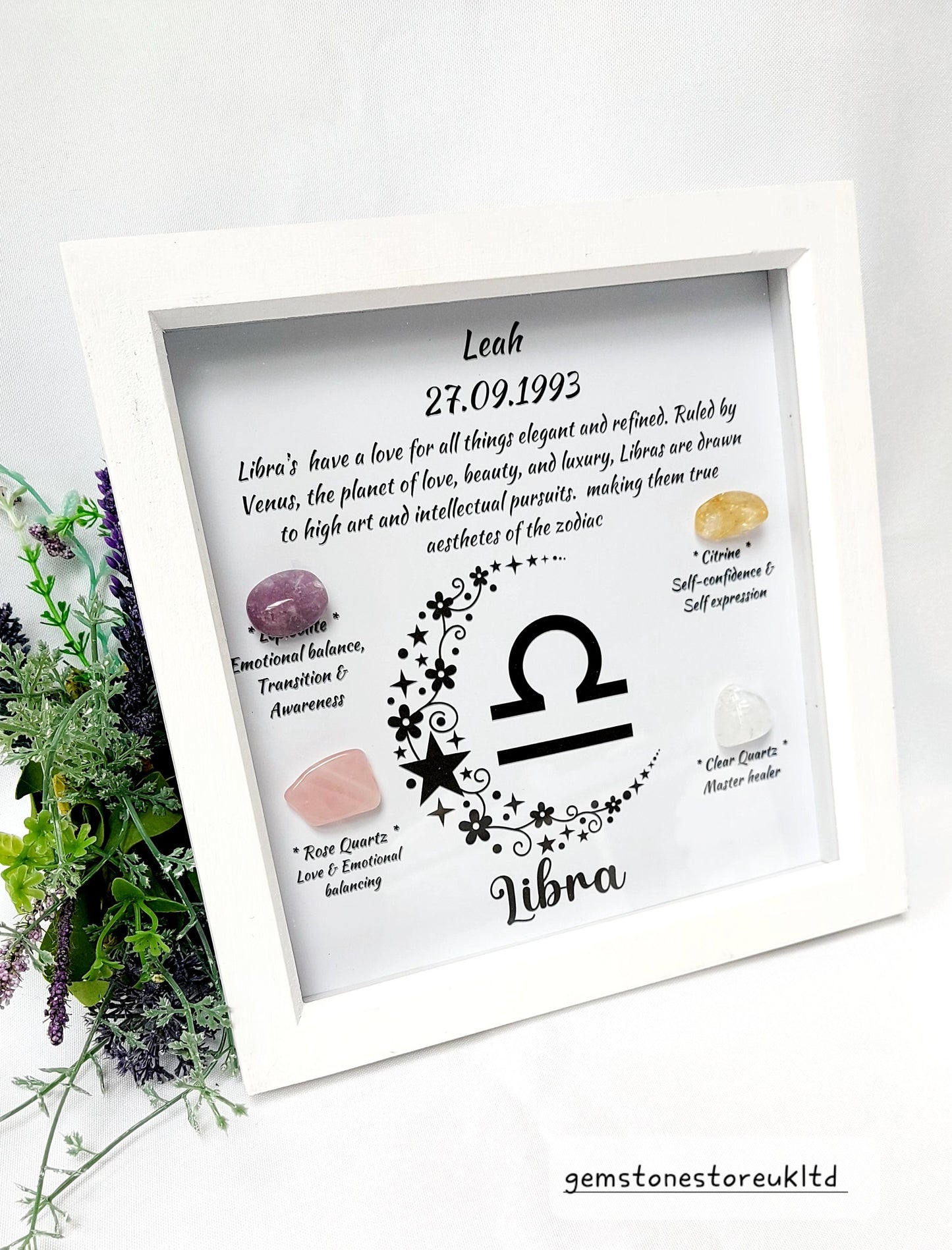 Personalised Handcrafted Libra Zodiac Picture Frame, Personalized Astrology Decor, Mindfulness Gift for Spiritual Souls, UK Seller