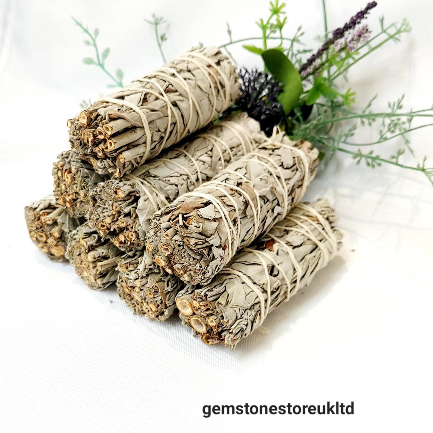 Ten 4" White Sage Smudge Stick, Wholesale Californian White Sage Smudge Sticks 4 Inch, Energy Clearing Spiritual Home Cleansing, UK Seller.
