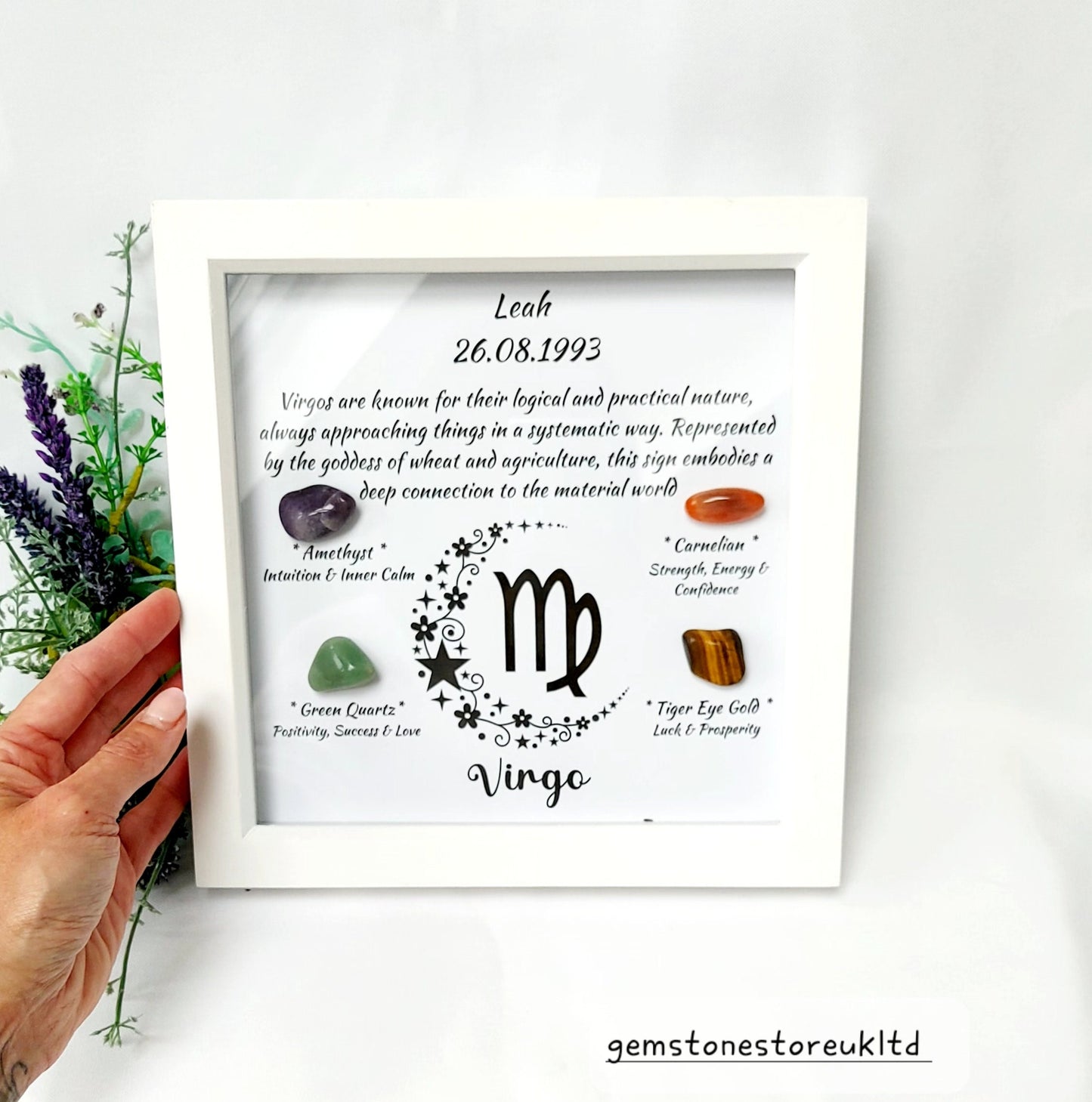Personalised Handcrafted Virgo Zodiac Picture Frame, Personalized Astrology Decor, Mindfulness Gift for Spiritual Souls, UK Seller