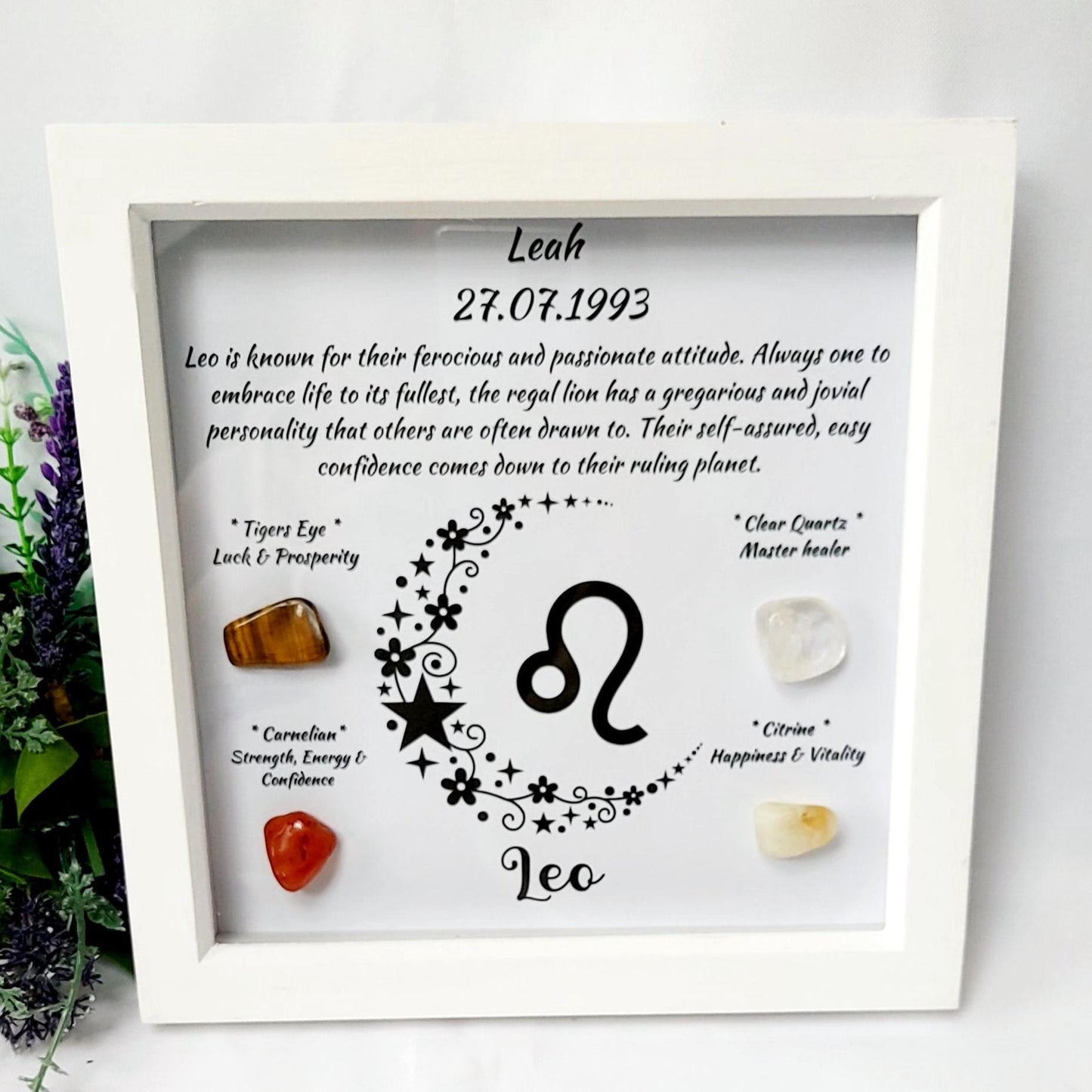 Personalised Handcrafted Leo Zodiac Picture Frame, Personalized Astrology Decor, Mindfulness Gift for Spiritual Souls, UK Seller