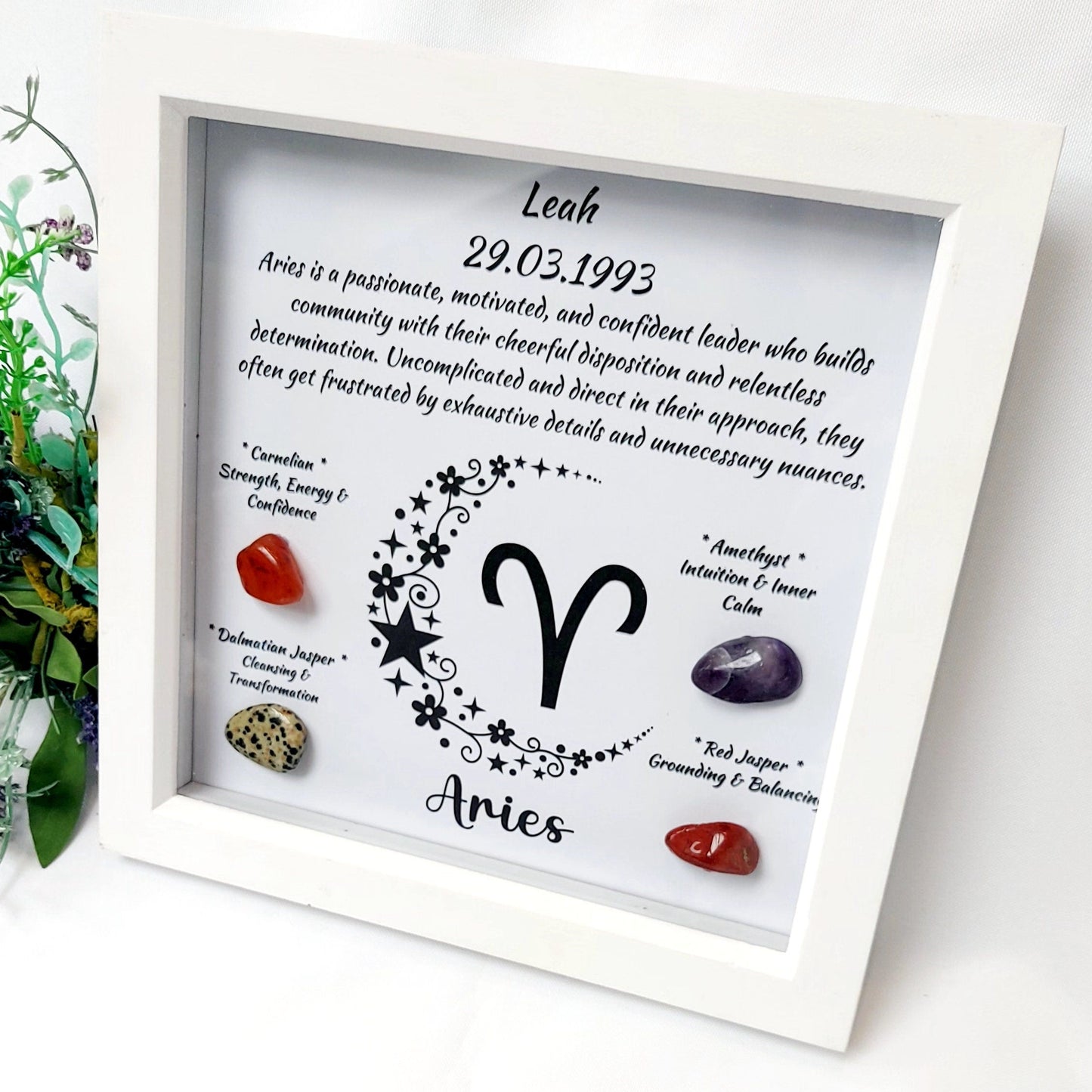 Personalised Handcrafted Aries Zodiac Picture Frame, Personalized Astrology Decor, Mindfulness Gift for Spiritual Souls, UK Seller