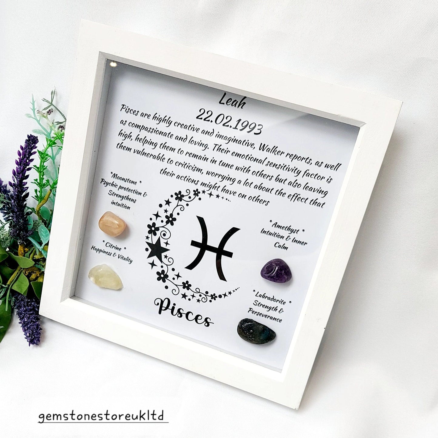Personalised Handcrafted Pisces Zodiac Picture Frame, Personalized Astrology Decor, Mindfulness Gift for Spiritual Souls, UK Seller