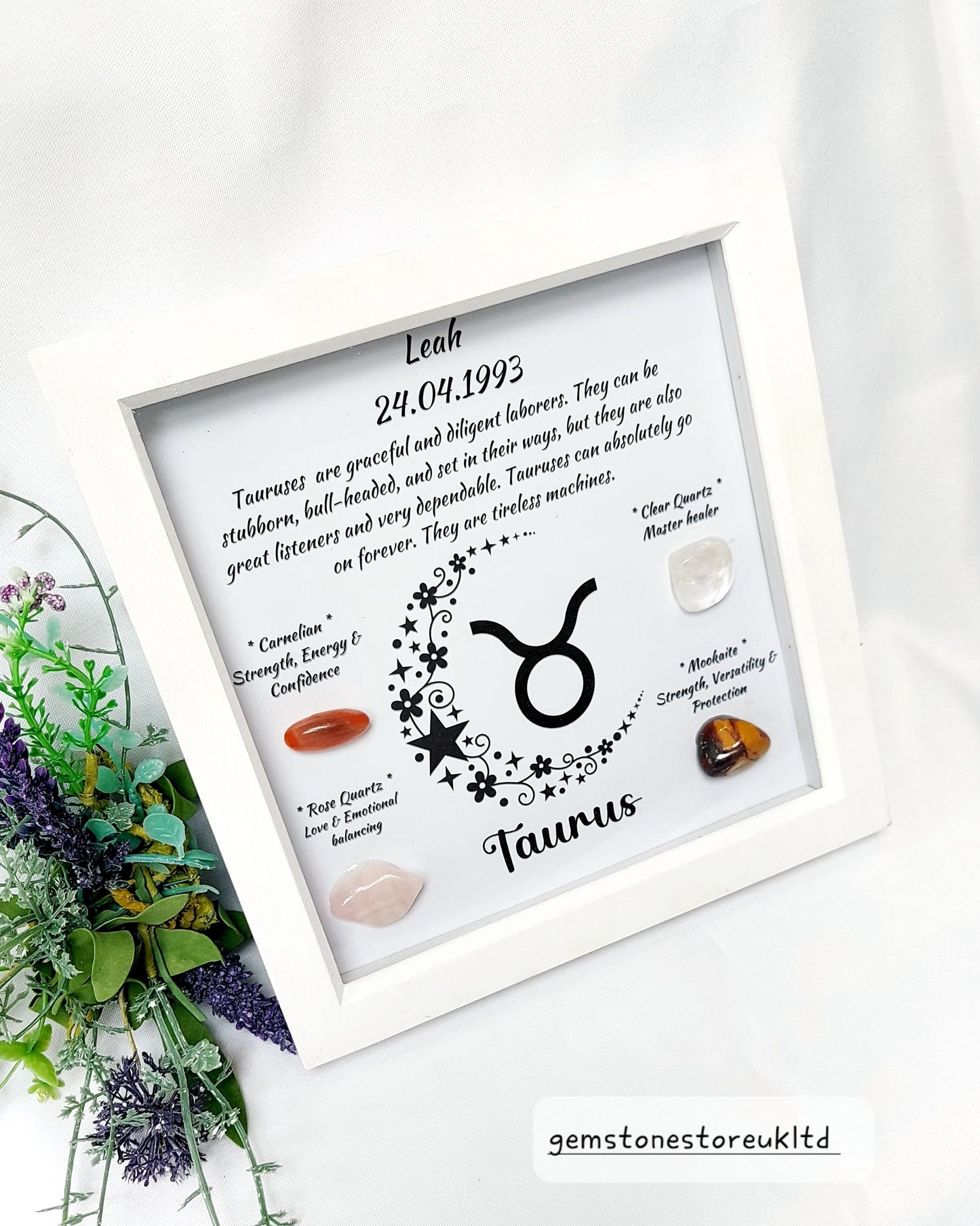 Personalised Handcrafted Taurus Zodiac Picture Frame, Personalized Astrology Decor, Mindfulness Gift for Spiritual Souls, UK Seller