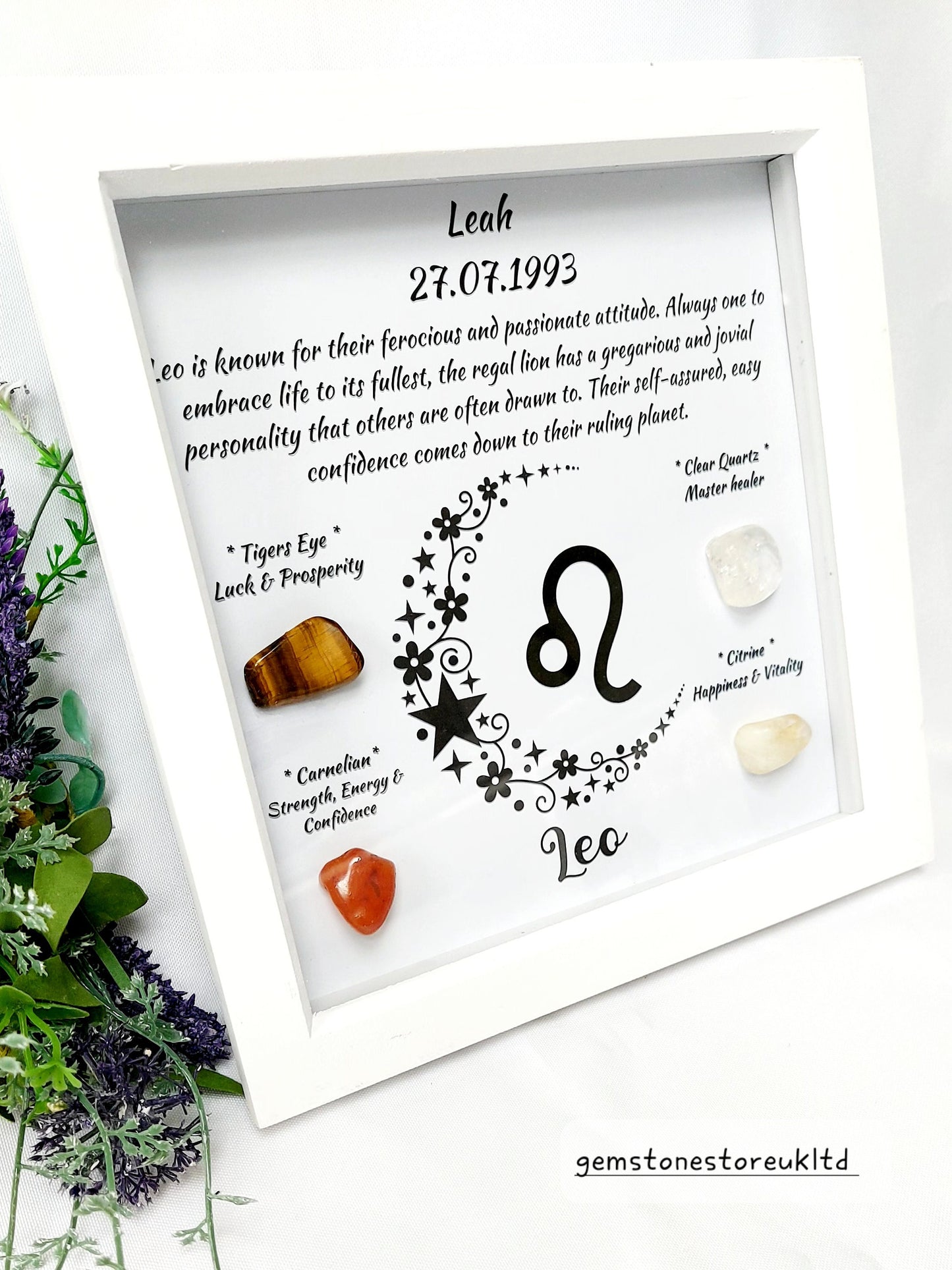 Personalised Handcrafted Leo Zodiac Picture Frame, Personalized Astrology Decor, Mindfulness Gift for Spiritual Souls, UK Seller