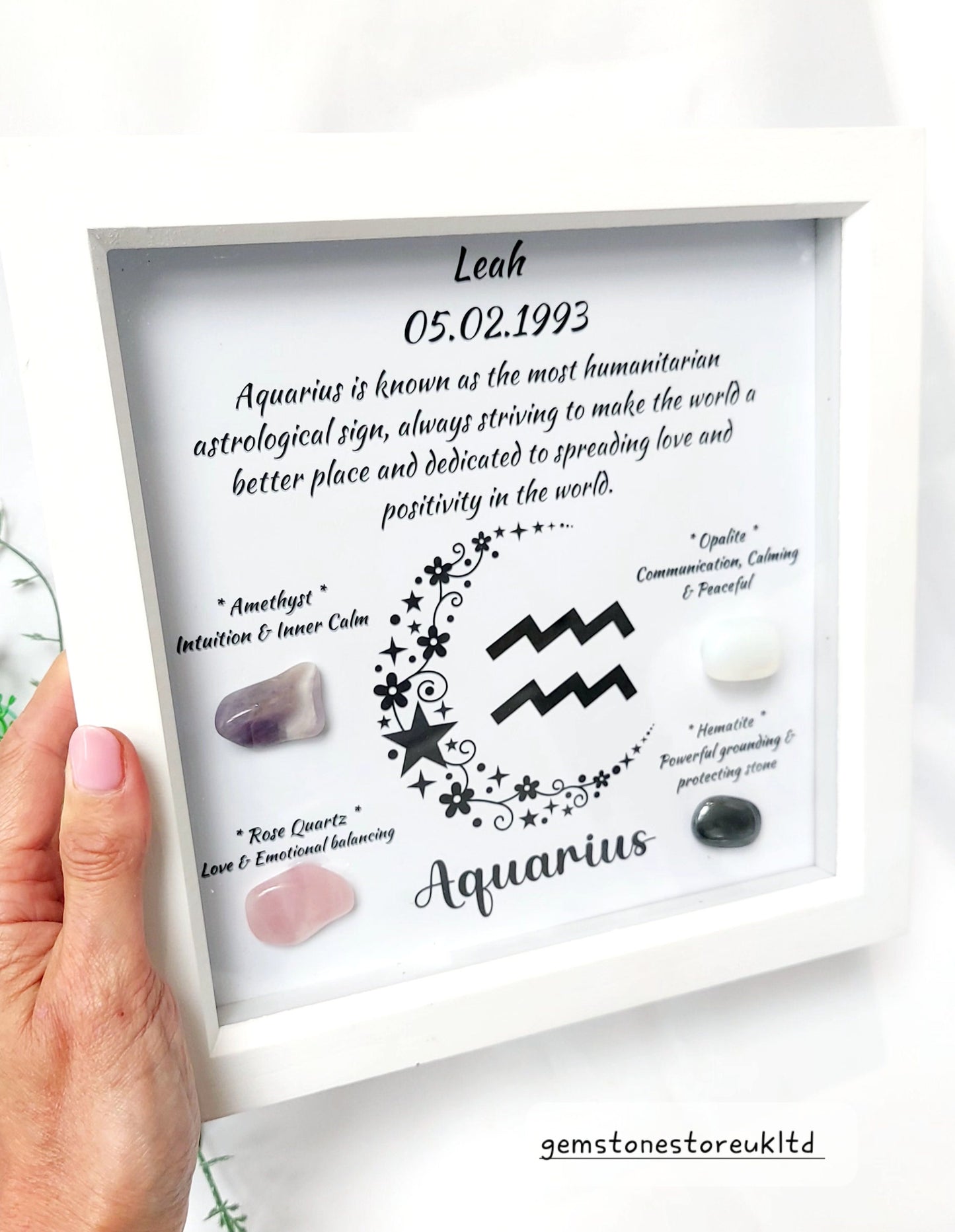 Personalised Handcrafted Aquarius Zodiac Picture Frame, Personalized Astrology Decor, Mindfulness Gift for Spiritual Souls