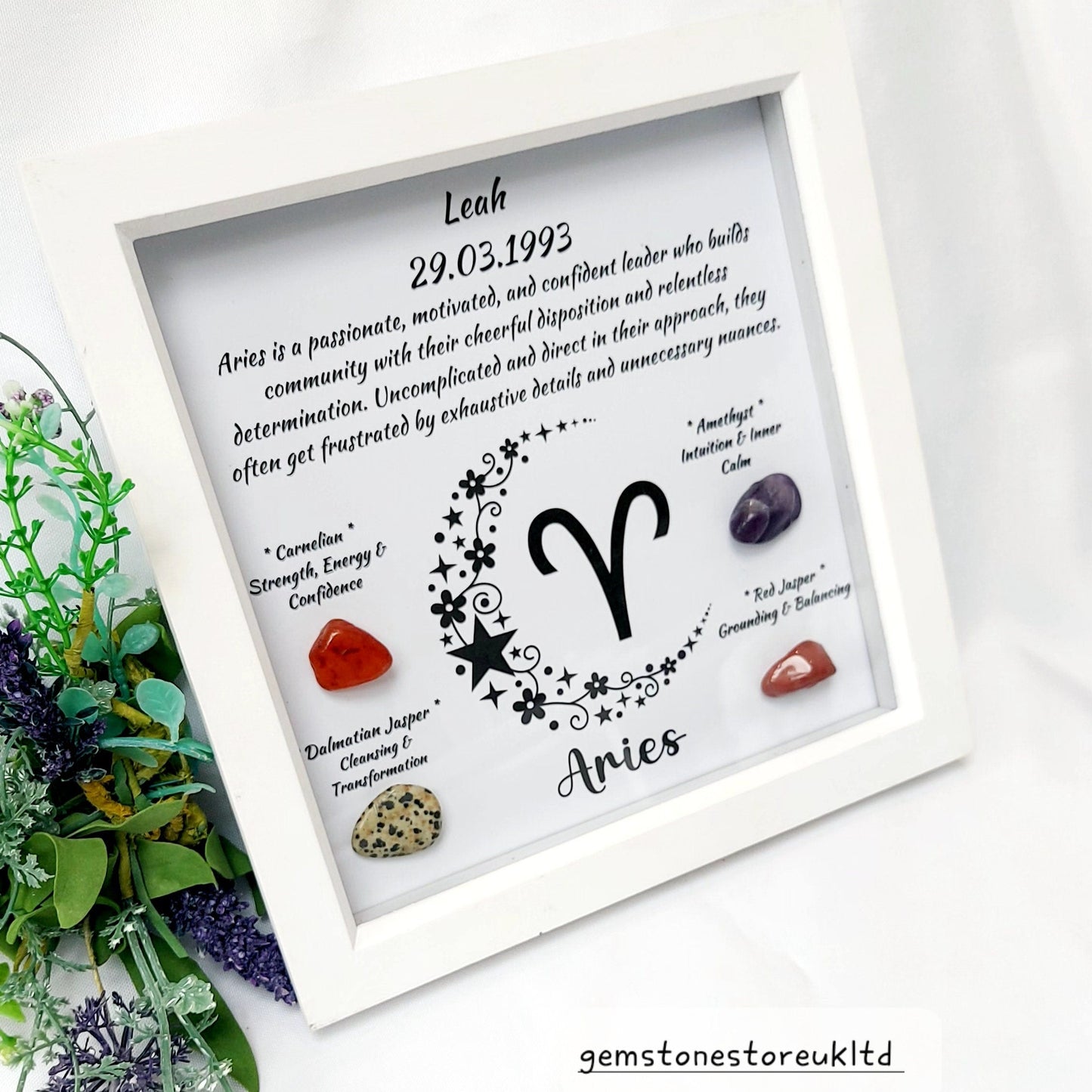 Personalised Handcrafted Aries Zodiac Picture Frame, Personalized Astrology Decor, Mindfulness Gift for Spiritual Souls, UK Seller