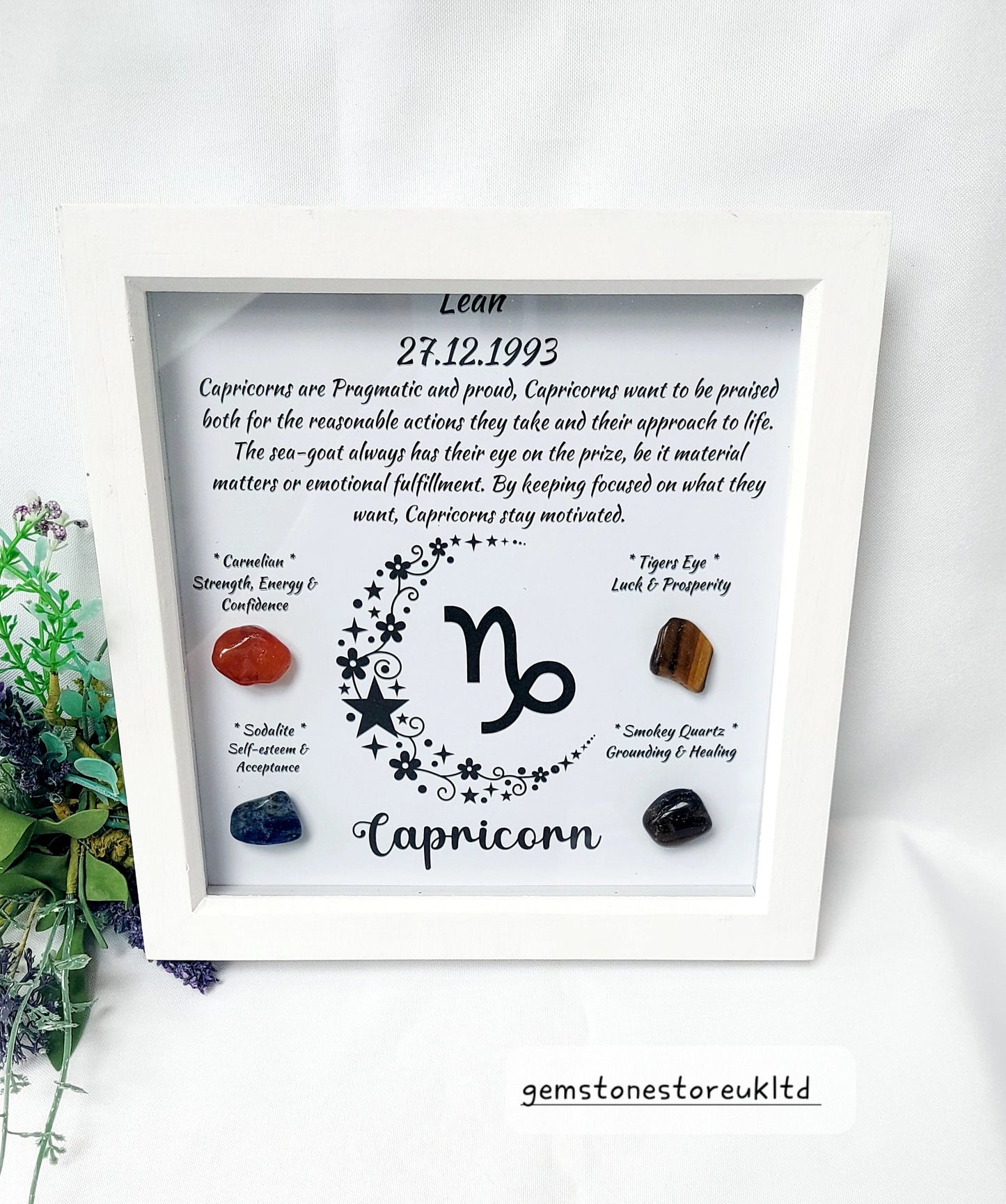 Personalised Handcrafted Capricorn Zodiac Picture Frame, Personalized Astrology Decor, Mindfulness Gift for Spiritual Souls, UK Seller.