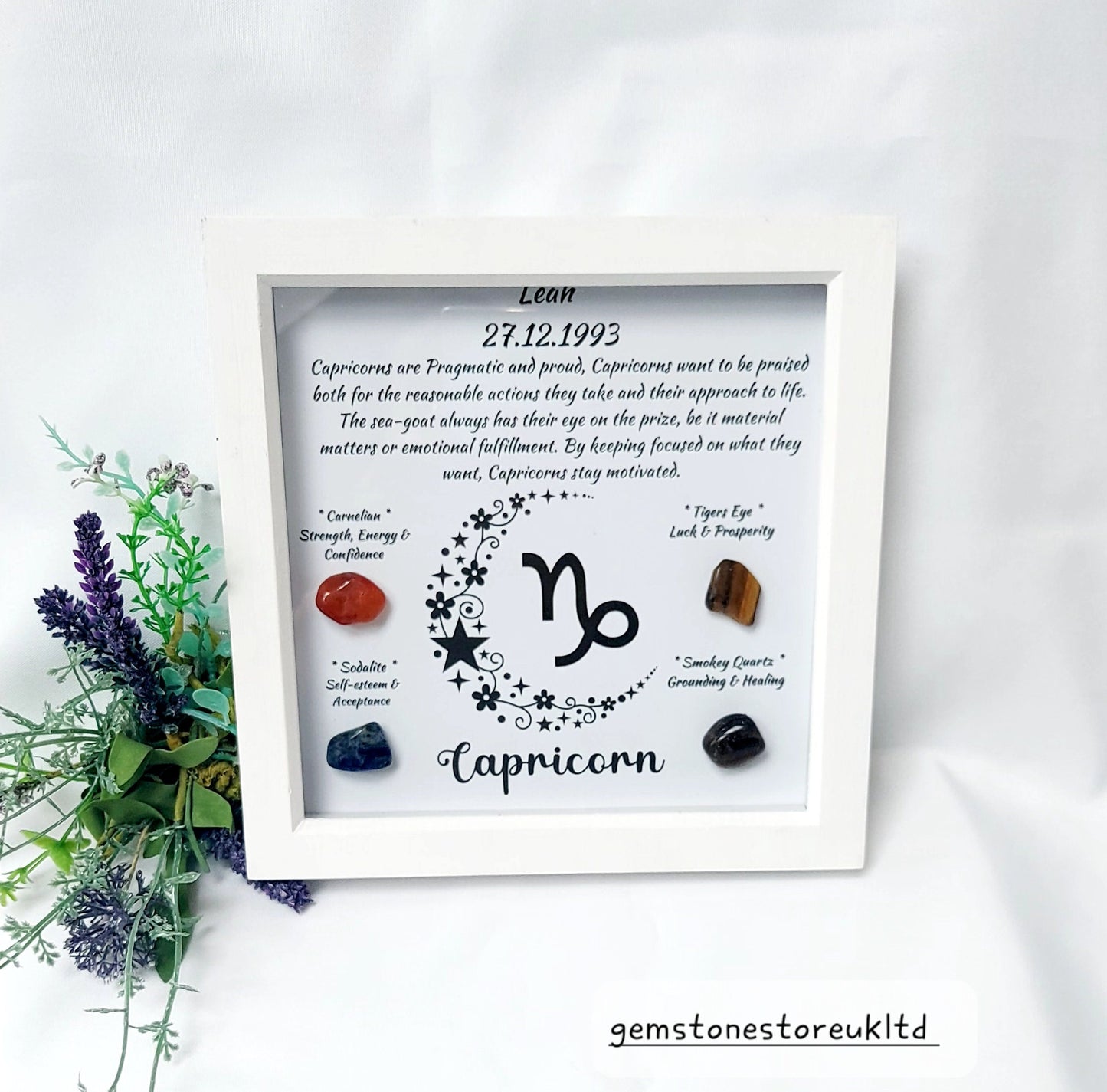 Personalised Handcrafted Capricorn Zodiac Picture Frame, Personalized Astrology Decor, Mindfulness Gift for Spiritual Souls, UK Seller.