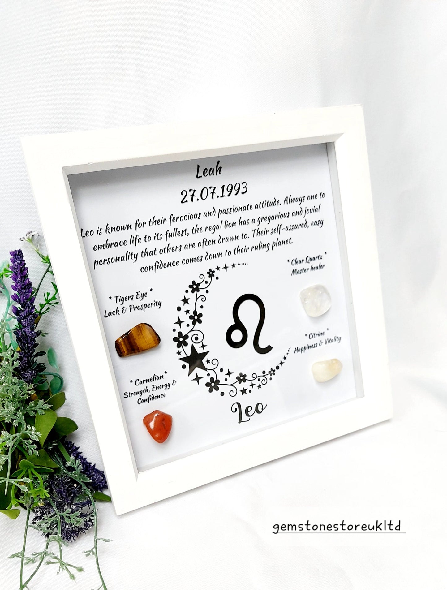 Personalised Handcrafted Leo Zodiac Picture Frame, Personalized Astrology Decor, Mindfulness Gift for Spiritual Souls, UK Seller
