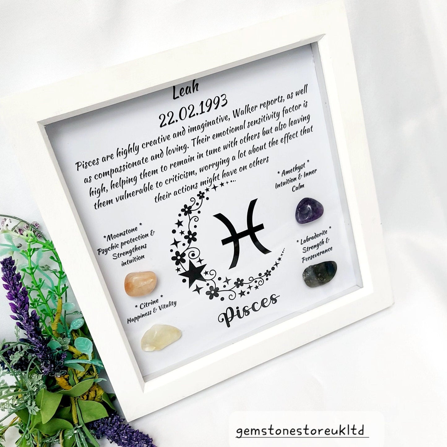 Personalised Handcrafted Pisces Zodiac Picture Frame, Personalized Astrology Decor, Mindfulness Gift for Spiritual Souls, UK Seller
