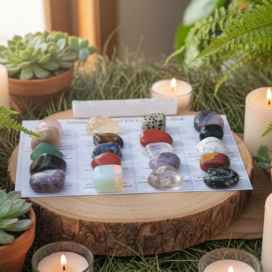 The Essential Crystal Collection, 21 Pieces Crystal Kit, Christmas Crystal Gift, Popular Tumbled Crystals, Crystal Starter Set for Her/Him.